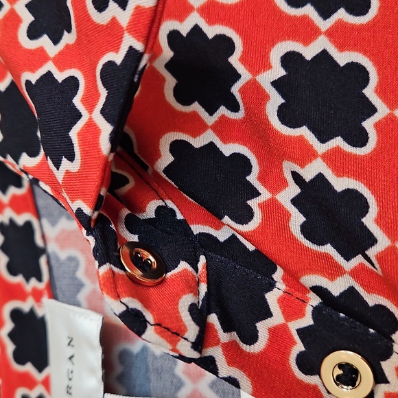 Donna Morgan Size 10 Collar Button Tie Waist Geometric Dress Final Price - Picture 9 of 9